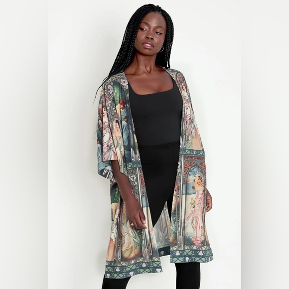 Blackmilk Sweaters - BLACKMILK MUCHA TIMES OF THE DAY ROBE KIMONO DUSTER TOPPER!